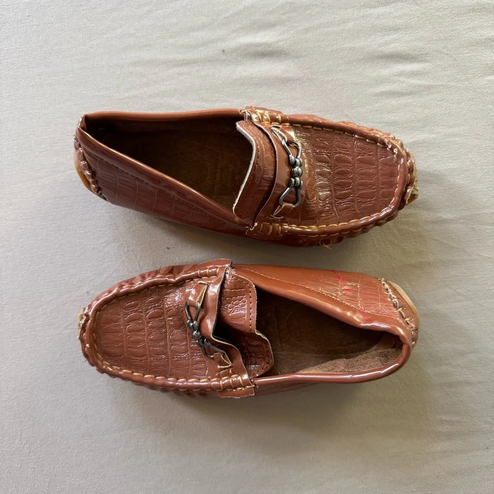 Kids Boys Woven Buckle Moccasin Loafers Dress Shoe